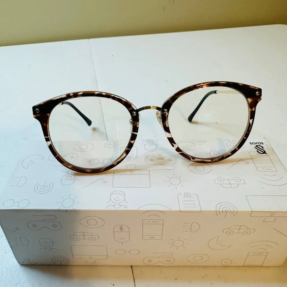 Tortoiseshell Retro Round Frame Blue Light Blocking Glasses Anti-Blue Light Lens